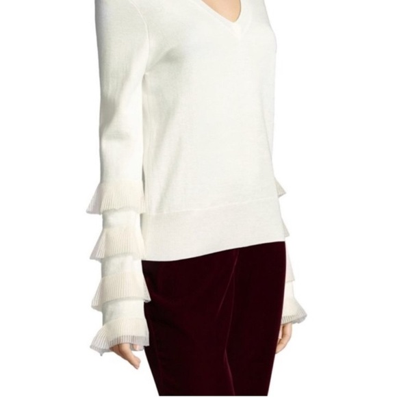 Derek Lam 10 Crosby ruffled sleeves cream sweater size medium - Picture 6 of 6